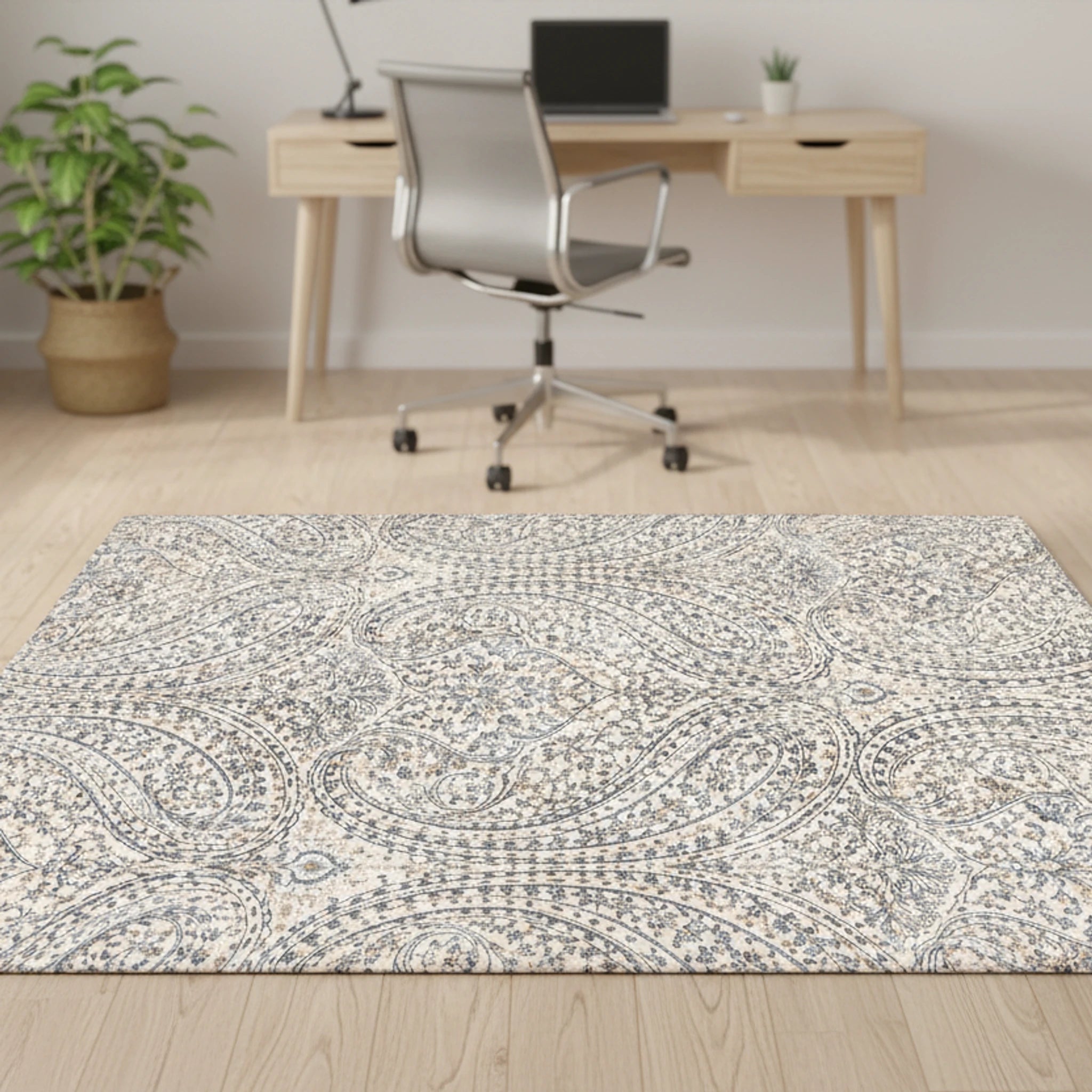 Kartela Halı Paisley Halı Kaymaz Taban Makinede Yıkanabilir Halı