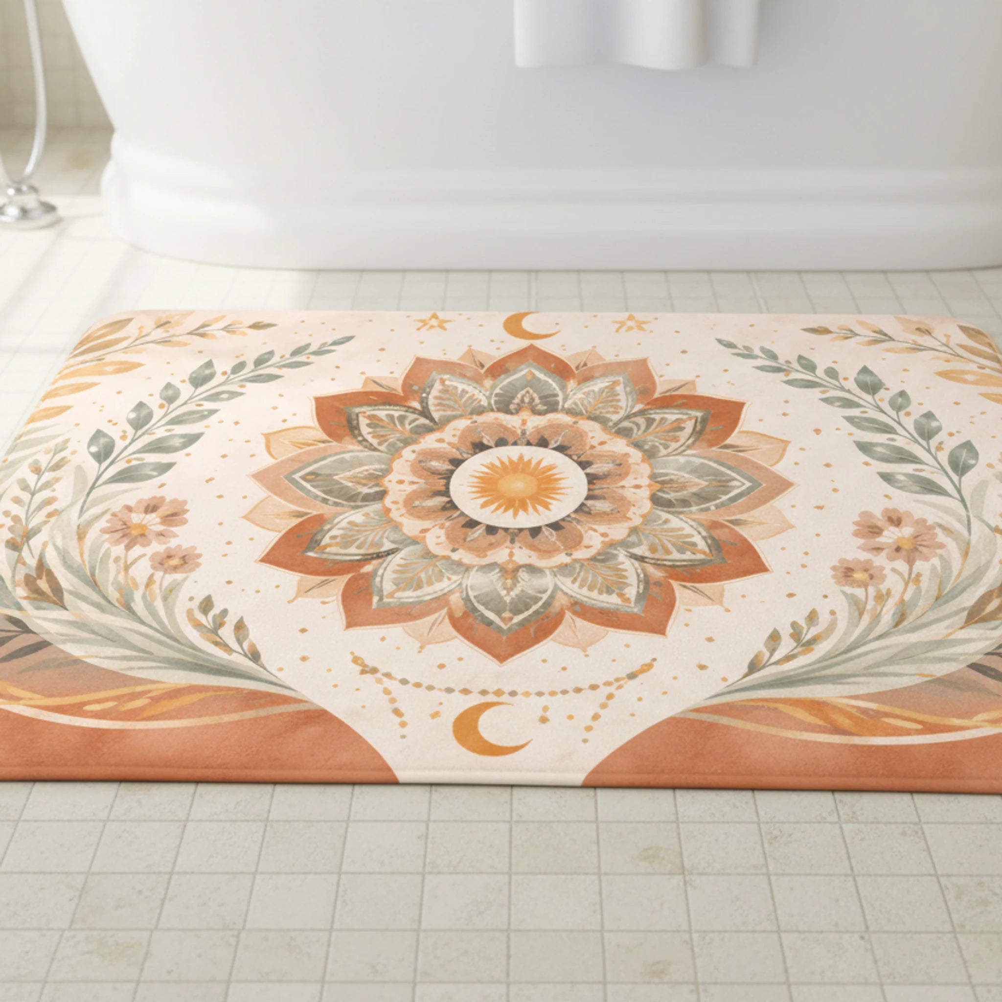 Kartela Halı Mandala Dekoratif Banyo Paspası