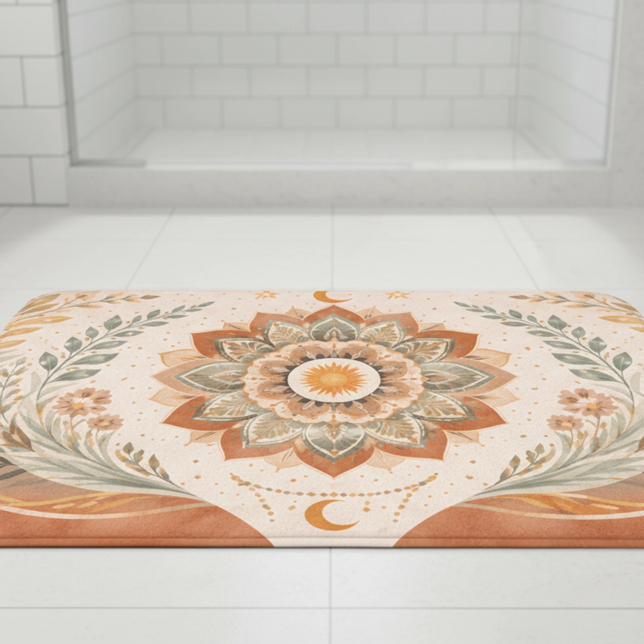 Kartela Halı Mandala Dekoratif Banyo Paspası