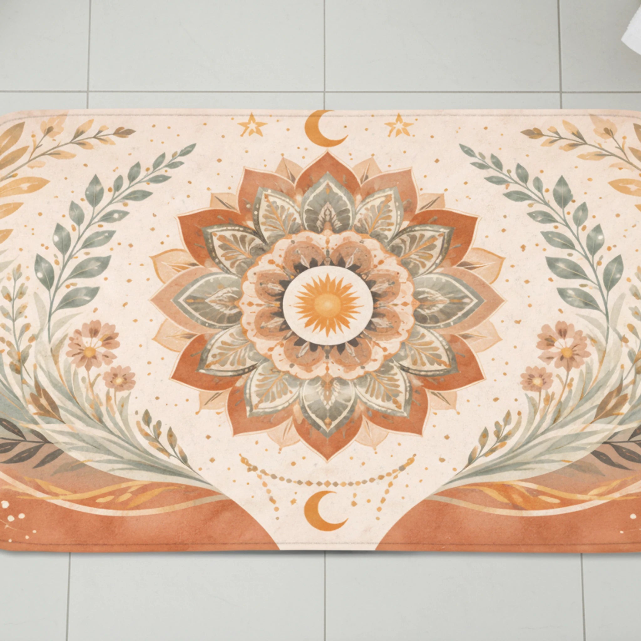 Kartela Halı Mandala Dekoratif Banyo Paspası